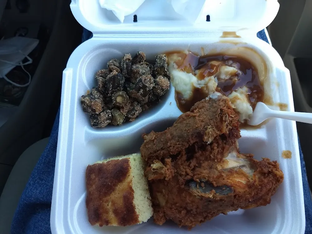 Fried Chicken Okra N Mashed Potatoes